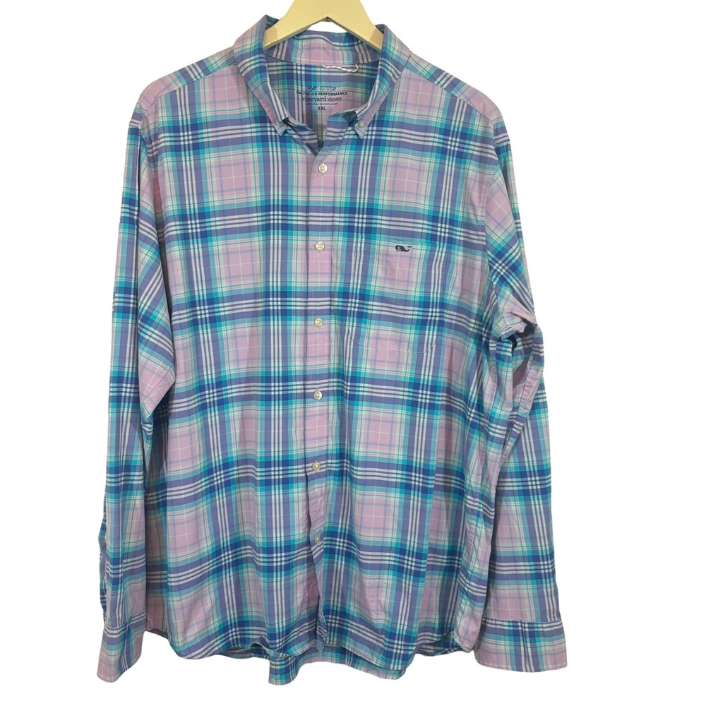 Vineyard Vines On the Go Performance Sz XXL Button Pastel Plaid Shirt Sz XXL - Picture 2 of 11